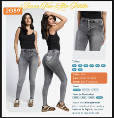 Jeans Paradise 2089 botones gris 0