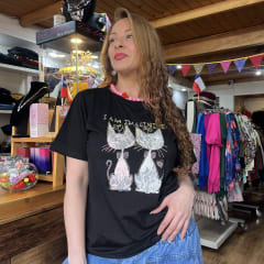 Polera CAT imagining negro brillo 0