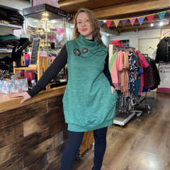 Vestido kisu Meli globo verde sin mangas 0