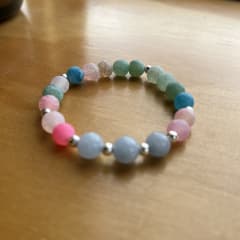 Pulsera piedras agatas frosting y aquamarina