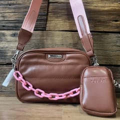 Cartera Lilás bicolor camel rosado + monedero 0