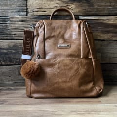 Mochila Lilás antirrobo camel ecocuero y llavero 0