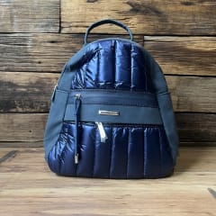 Mochila Lilás azul acolchado metalizado y ecocuero 0