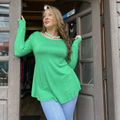 Polera Ana verde modal algodón manga larga