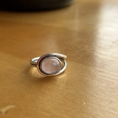 Anillo plata 925 cuarzo rosa circulo