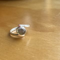 Anillo plata 925 mini labradorita circulo #12