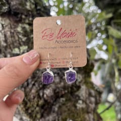Aros colgantes plata 925 colgante drusa amatista