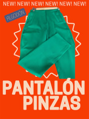 Pantalon con pinzas pitillo algodón verde 0