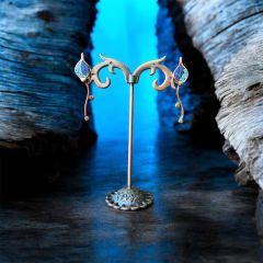 Aros N&F cobre plata bronce colgante hoja pepitas lapislazuli turquesa