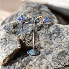 Aros N&F cobre plata bronce colgante flor lapislazuli
