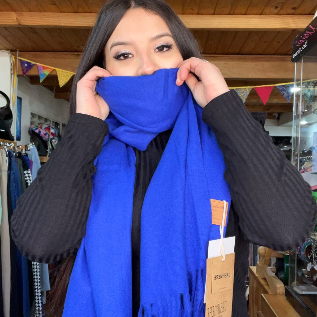 Bufanda cashmere Italy azul rey2