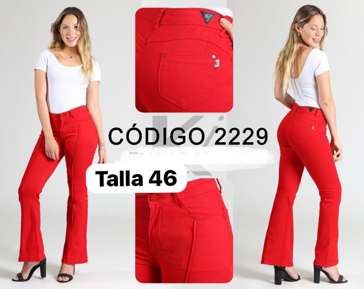Jeans KJ 2229 Flare rojo tiro alto1