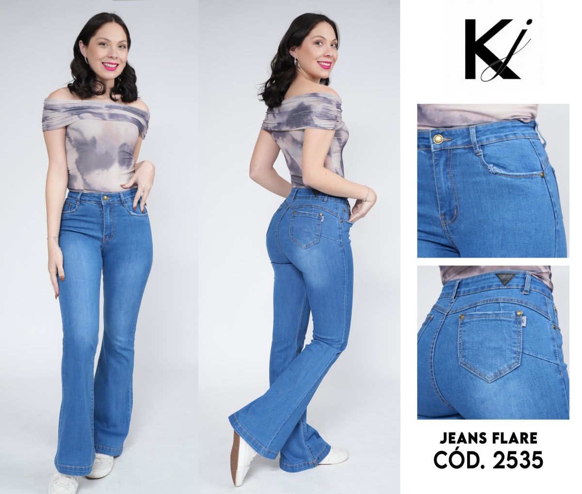 Jeans KJ 2535 flare celeste elasticado1