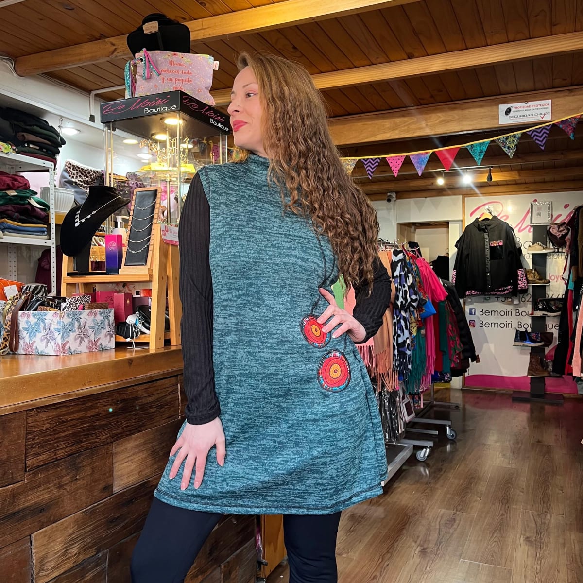 Vestido Kisu Pichoy verde petroleo sin mangas1