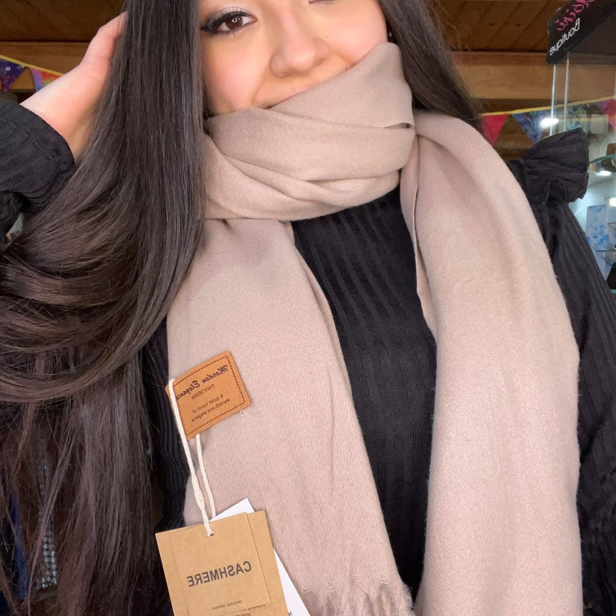 Bufanda cashmere Italy taupé cl3