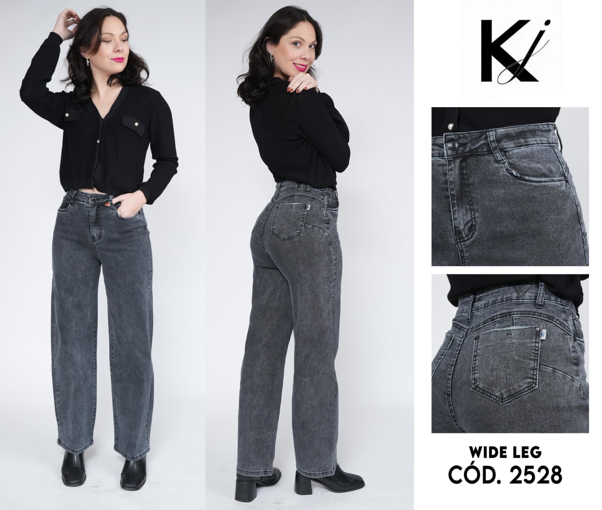 Jeans KJ 2528 Wide Leg grafito elasticado1