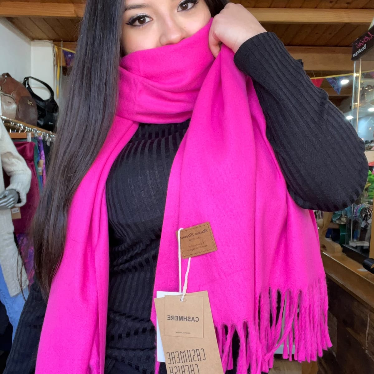 Bufanda cashmere Italy fucsia2