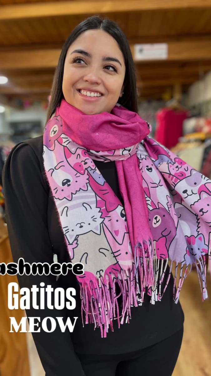 Bufanda Cashmere gatitos fucsia4