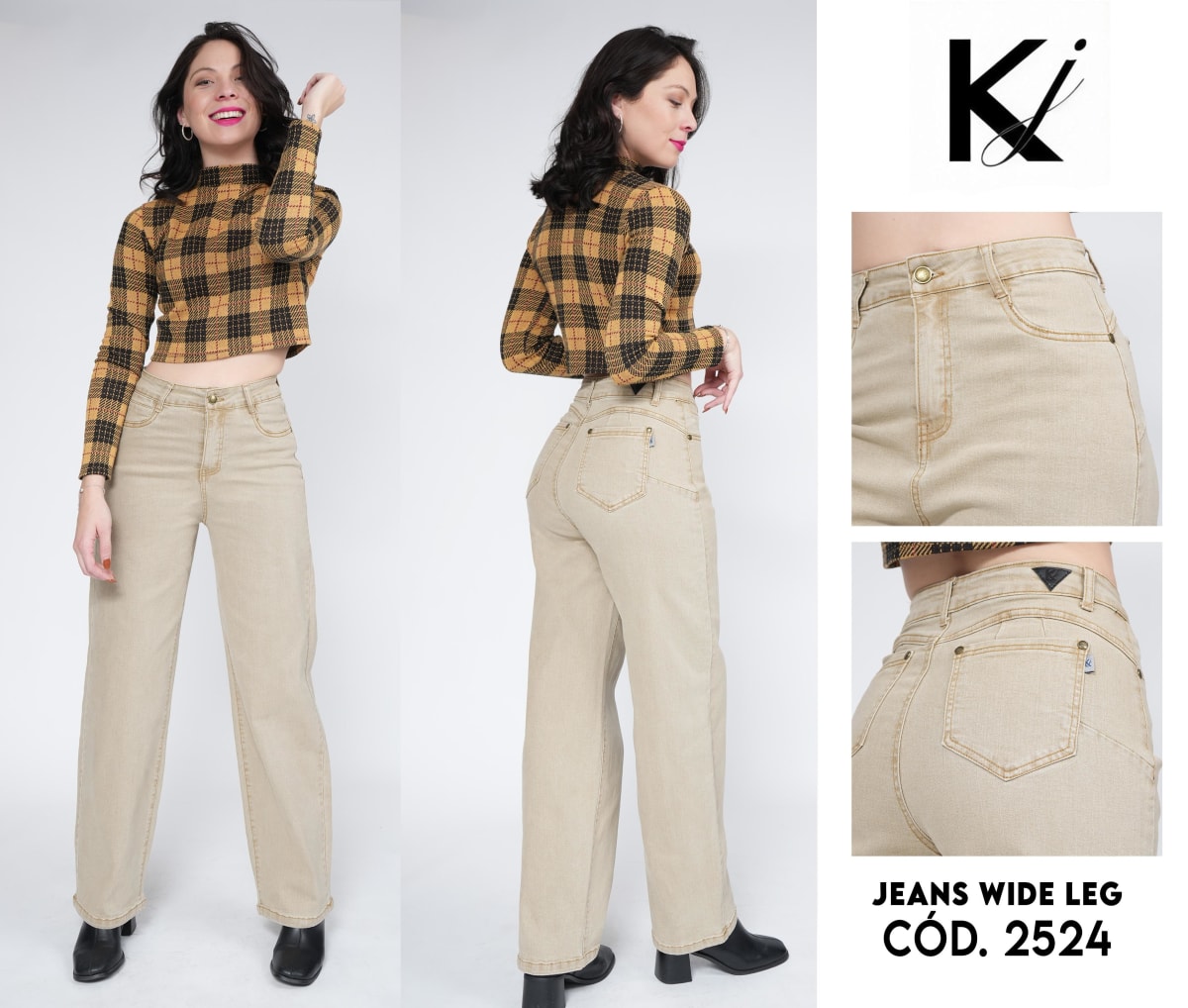 Jeans KJ 2524 Wide Leg beige elasticado1