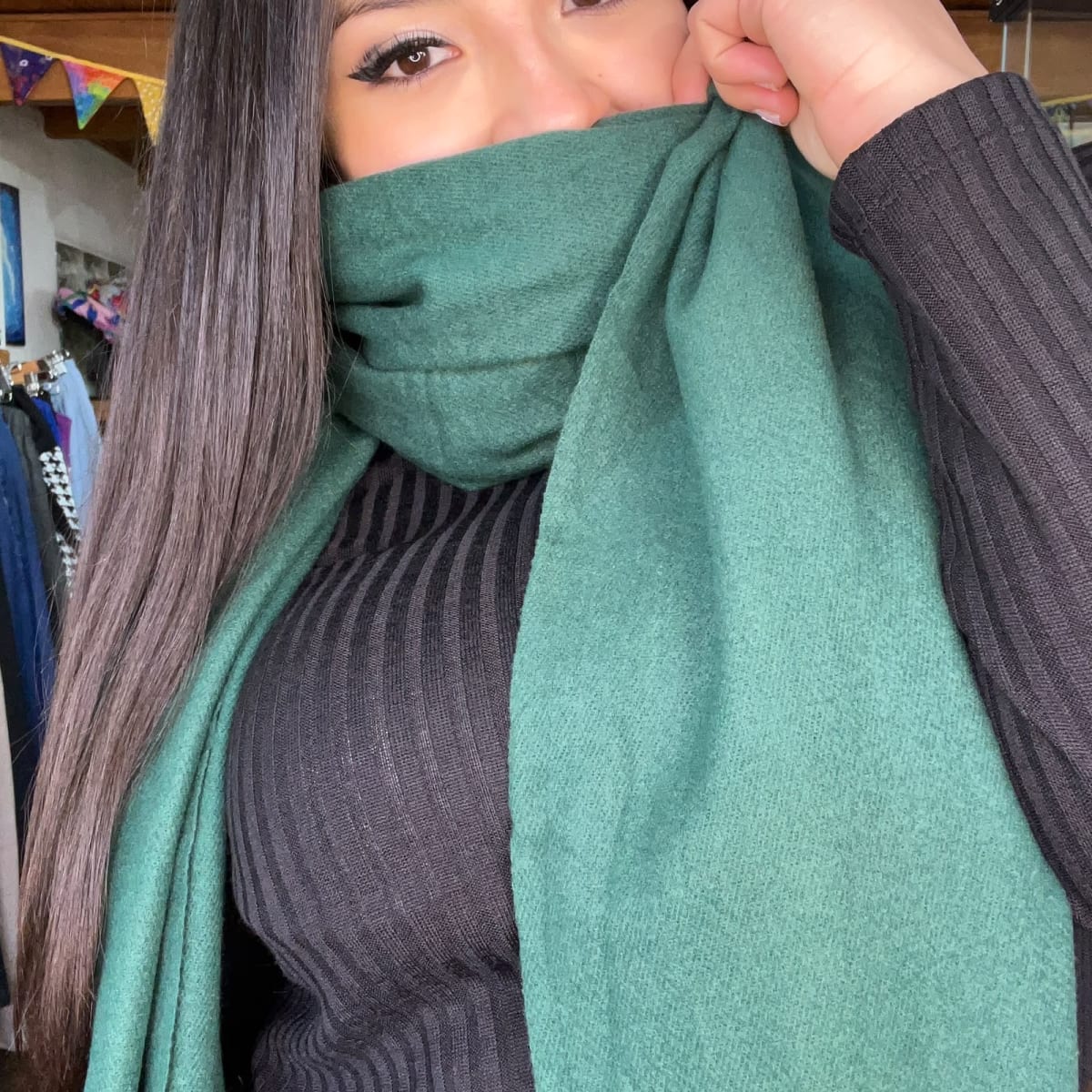 Bufanda Cashmere Italy verde botella3