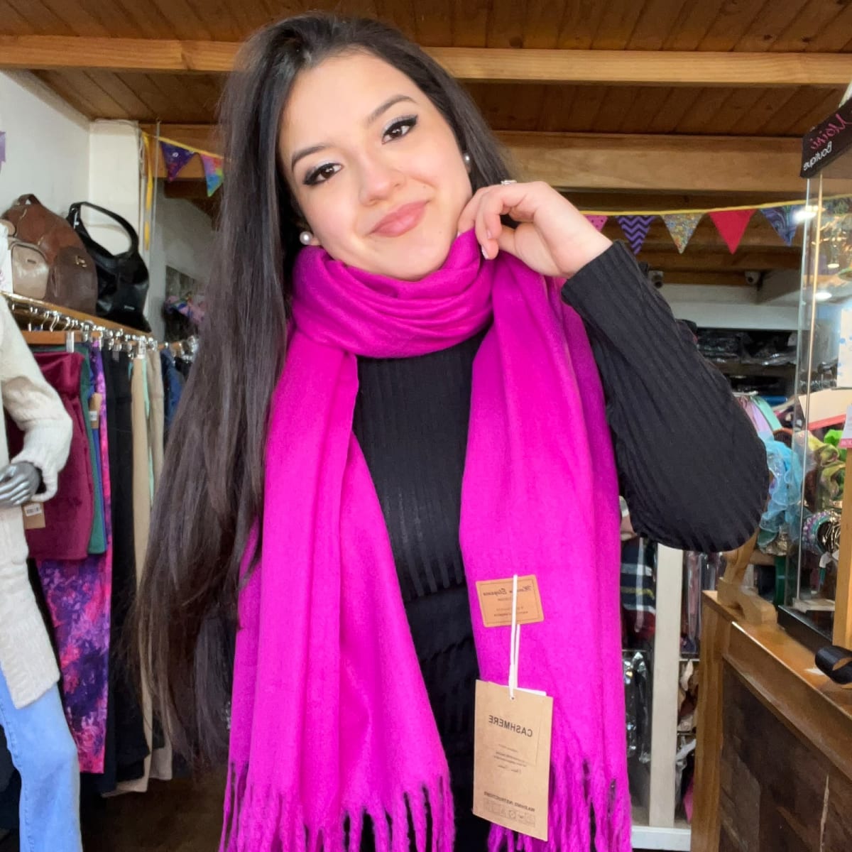Bufanda Cashmere Italy magenta3