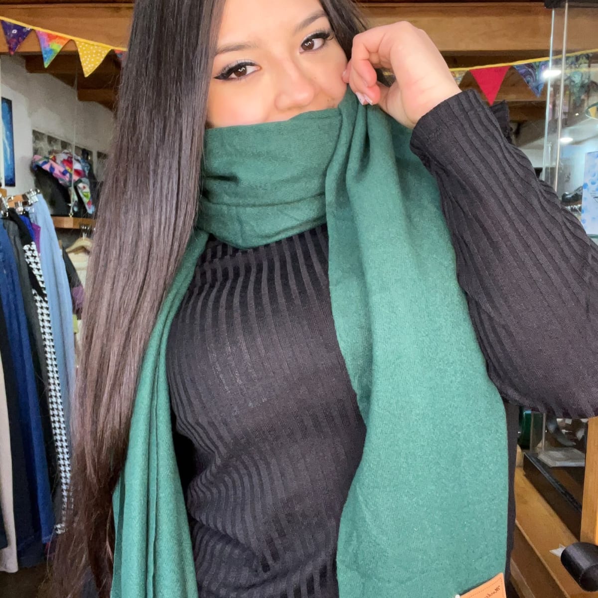 Bufanda Cashmere Italy verde botella4
