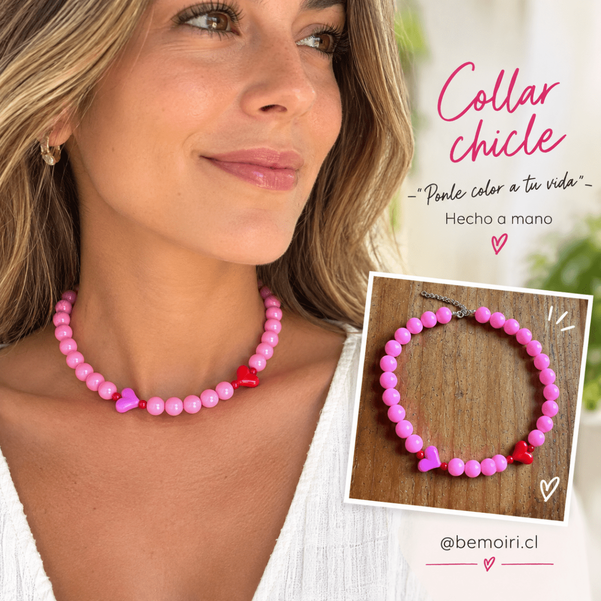 Collar chicle rosado love1