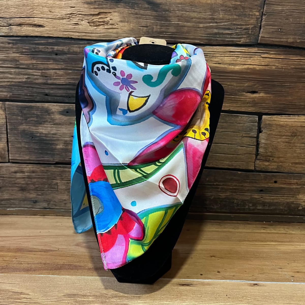 Pañuelo seda 90*90 cms duo de gatos blanco multicolor2