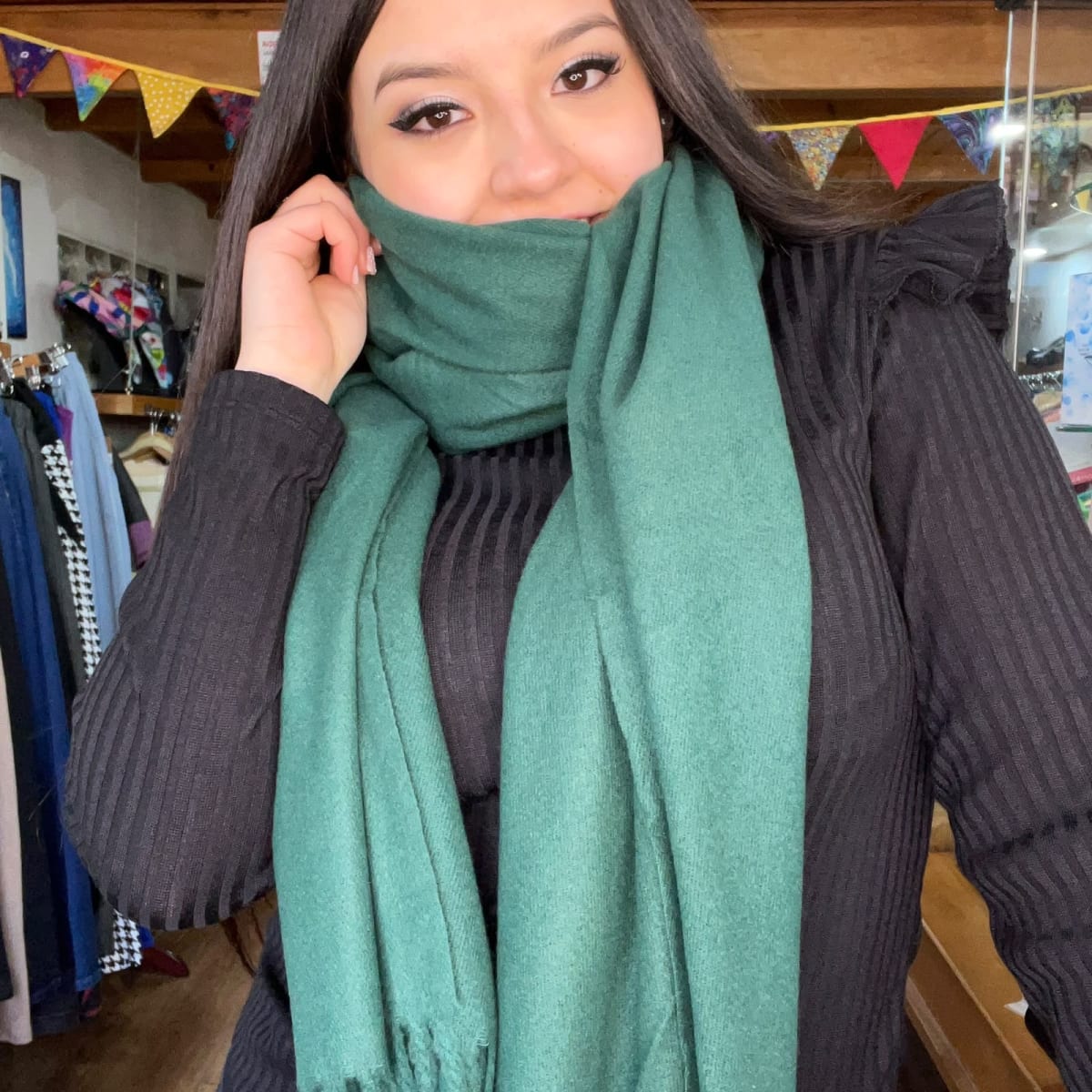 Bufanda Cashmere Italy verde botella2