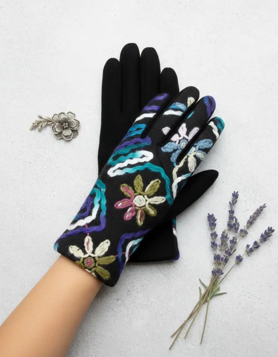 Guante paño bordado1