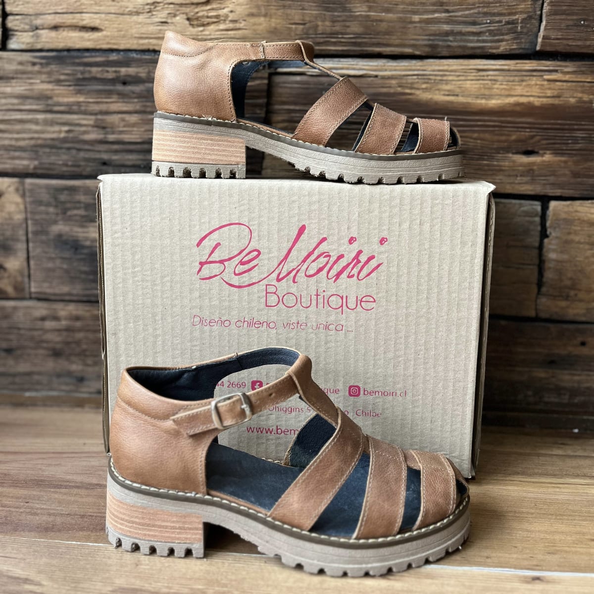 Sandalia cuero envejecido camel correas1