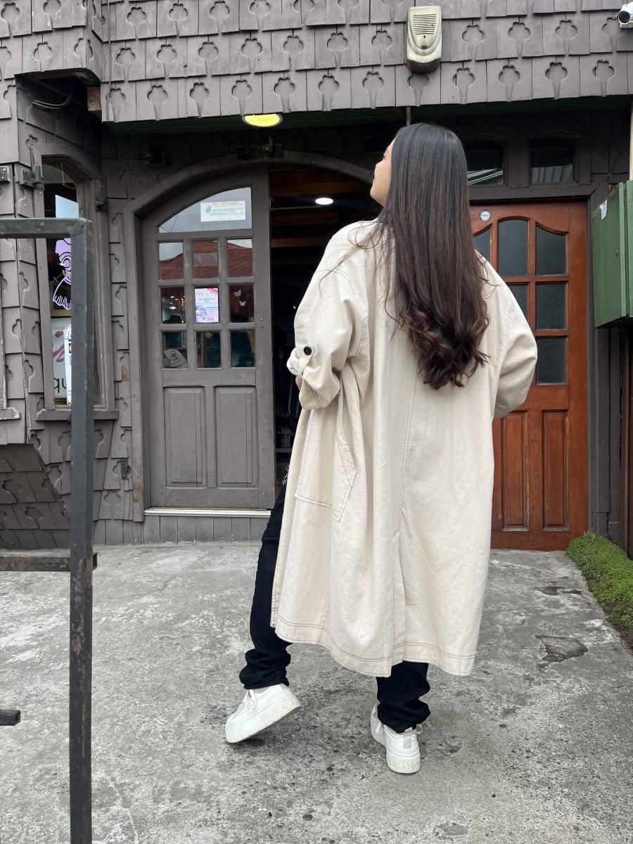 Trench beige Lino mangas 3/42