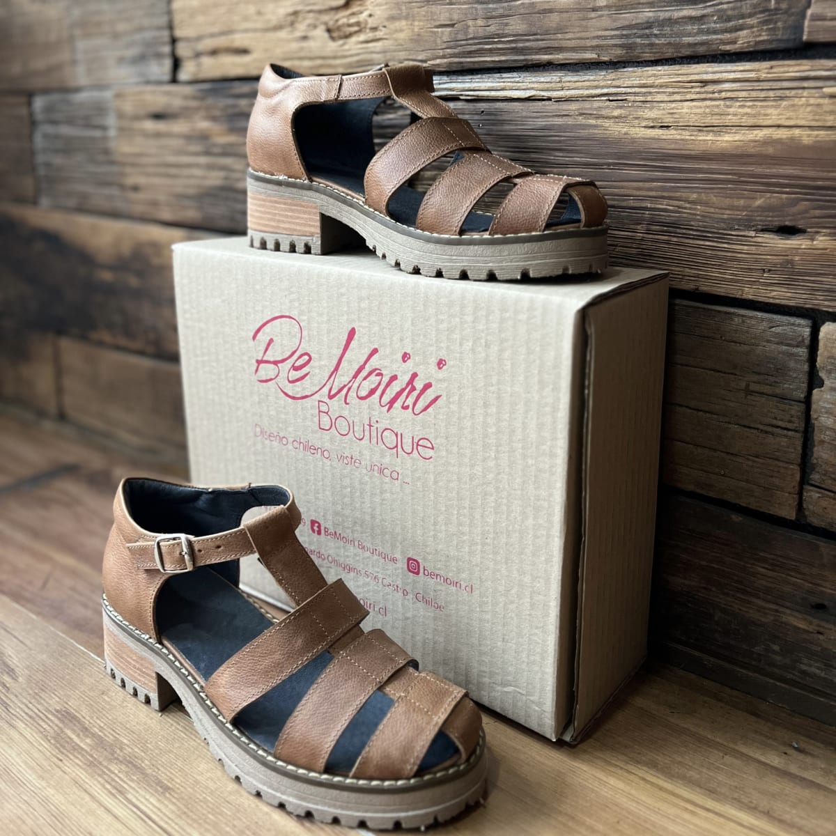 Sandalia cuero envejecido camel correas2