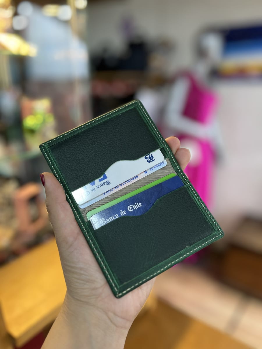 Tarjetero cuero verde esmeralda 13