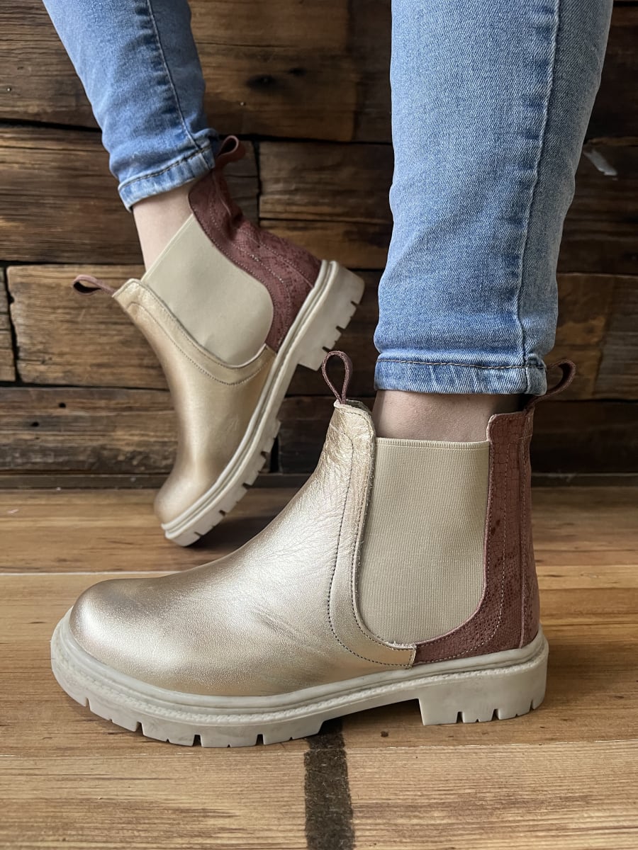 Botin Jenny cuero golden palo rosa planta marfil elasticos laterales4