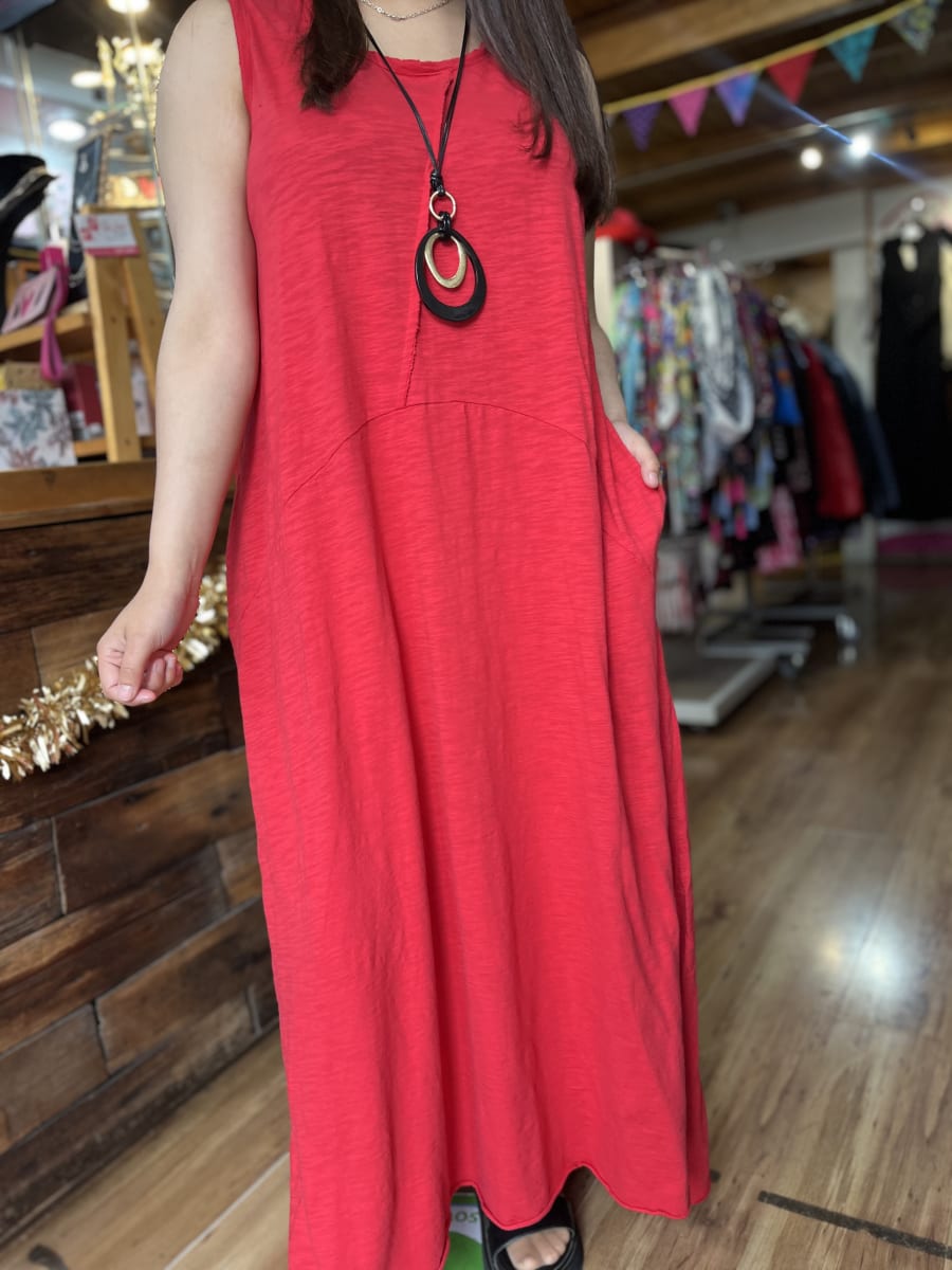 Maxi vestido rojo algodon2