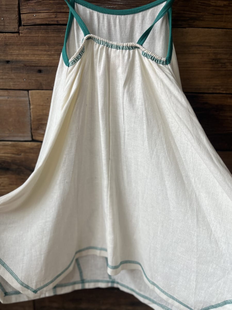 Vestido kisu niña pabilo blanco verde lino2