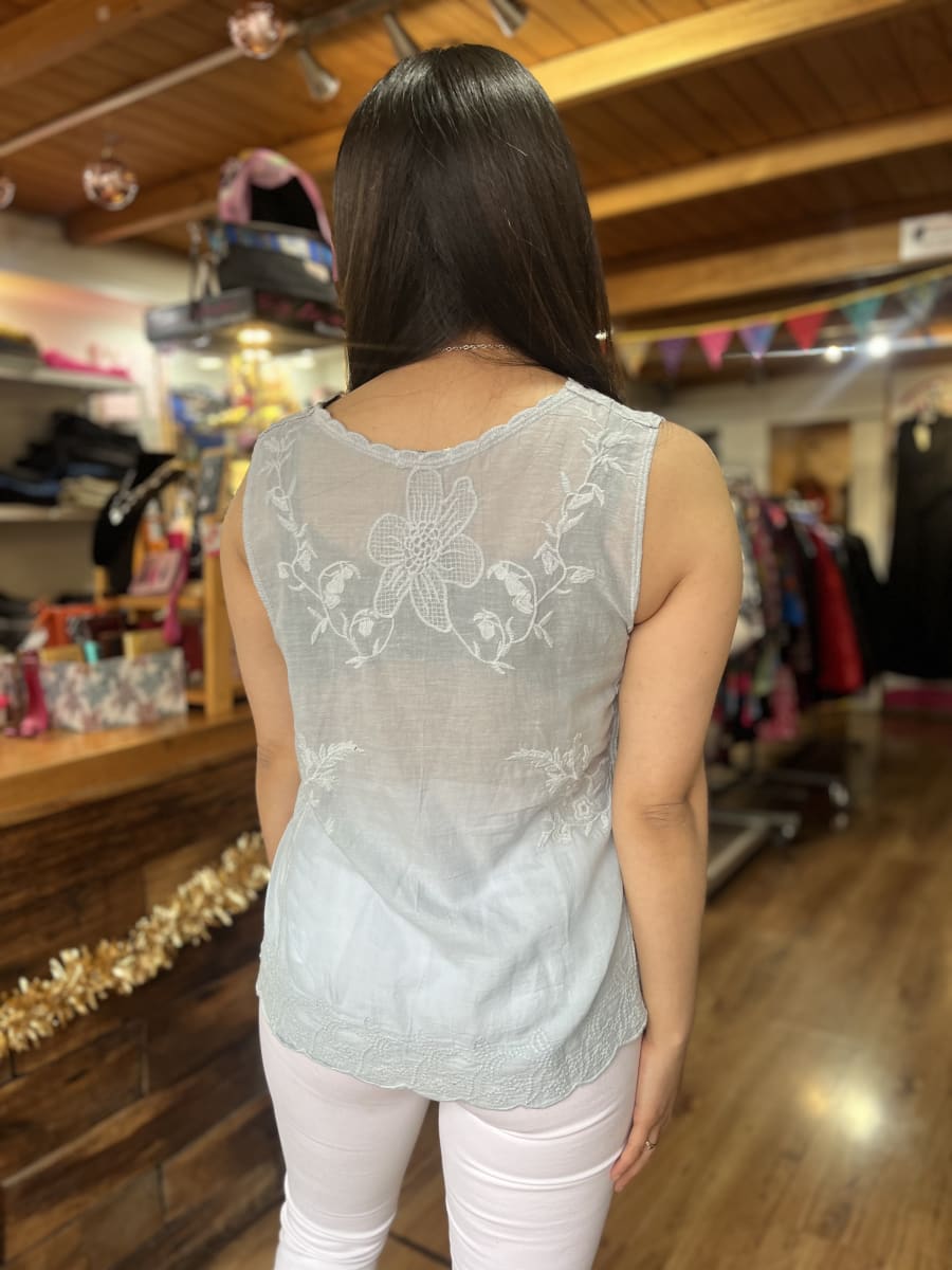 Polera bordada sin mangas celeste2