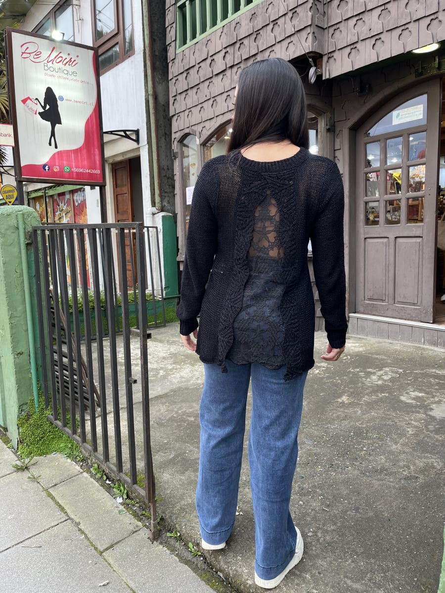 Sueter hilo negro encaje en la espalda1