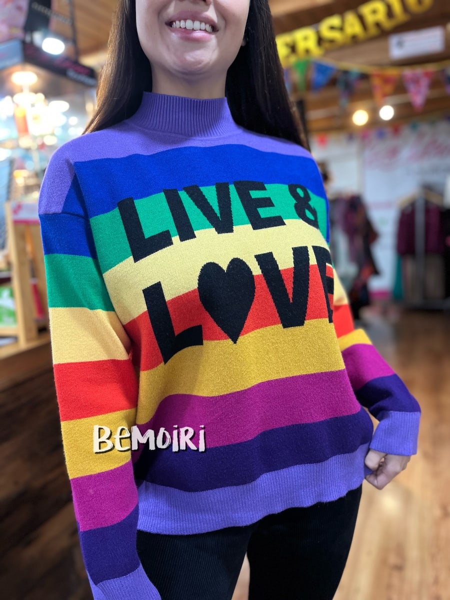 Sueter cachemira live & love morado1