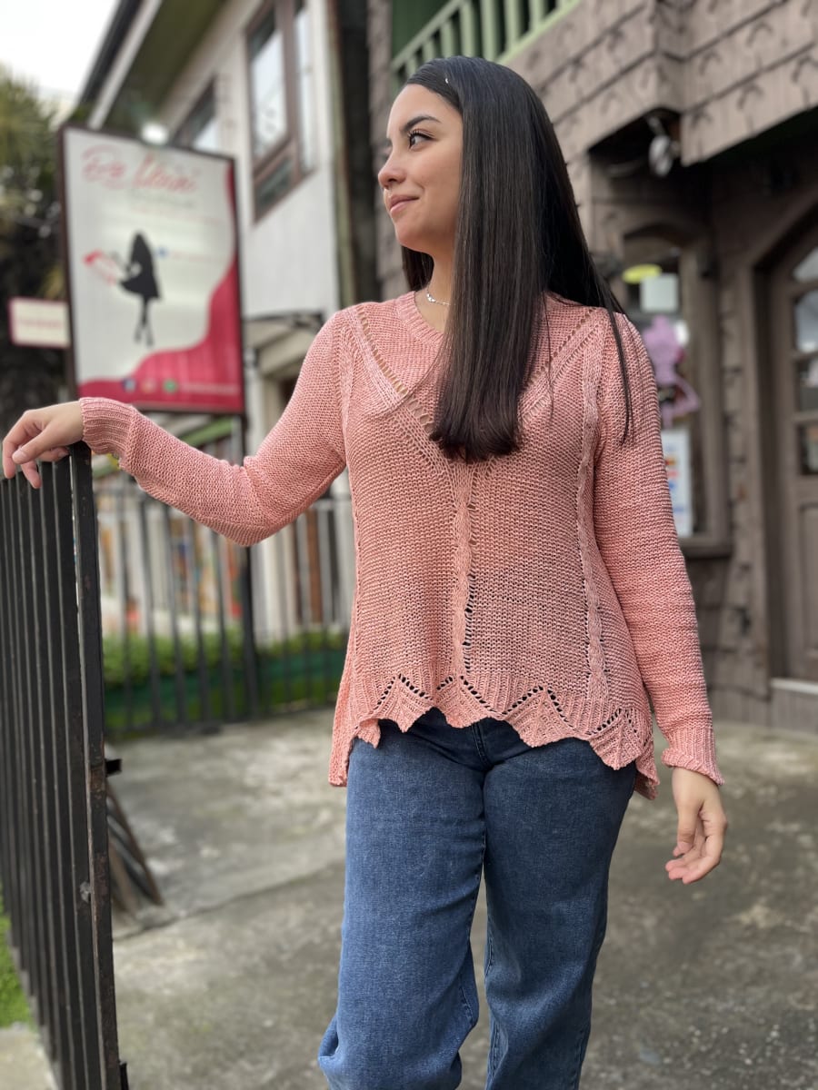 Suéter hilo rosado encaje en la espalda2