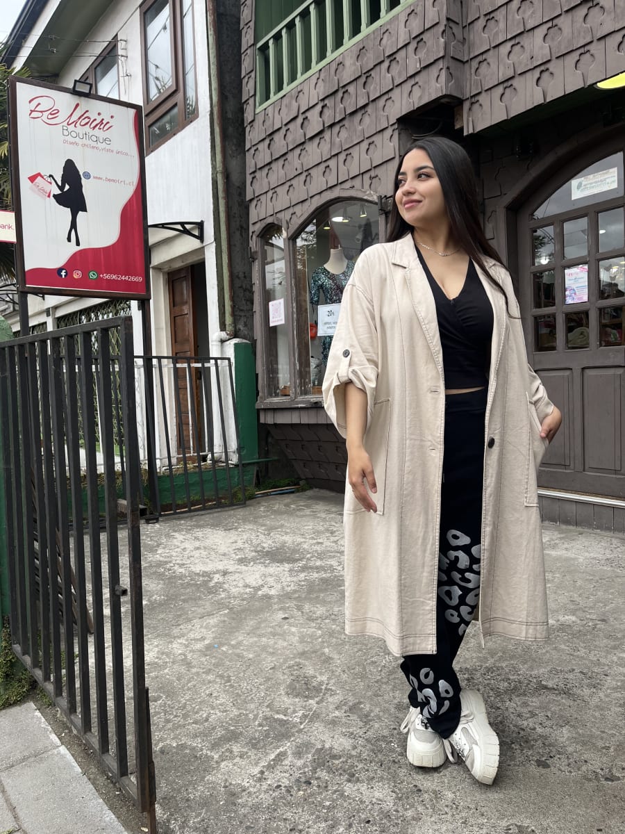 Trench beige Lino mangas 3/44