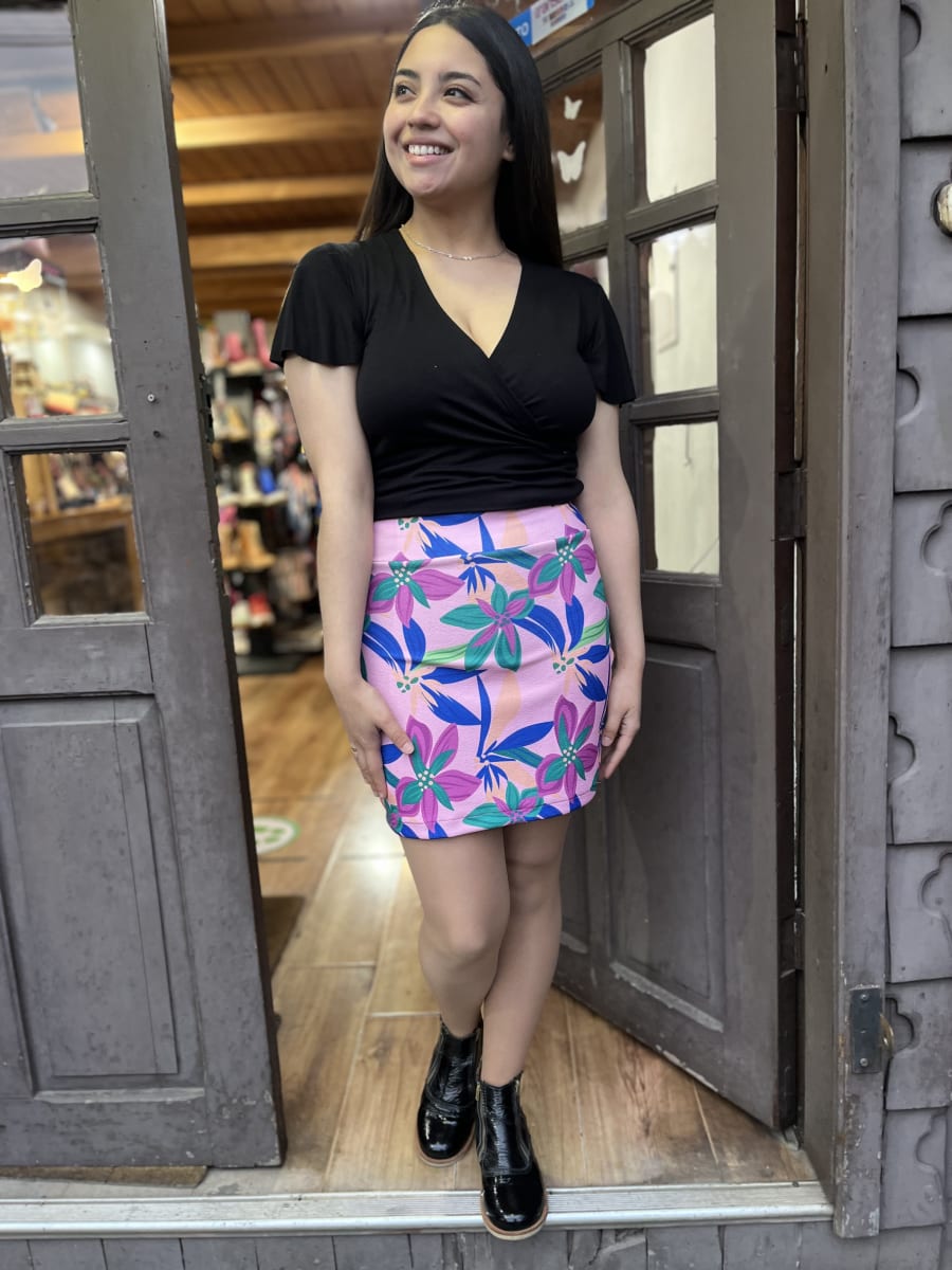 Mini falda Lizette estampado floral lila morado1