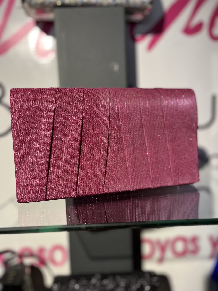 Cartera fiesta guinda plisada1