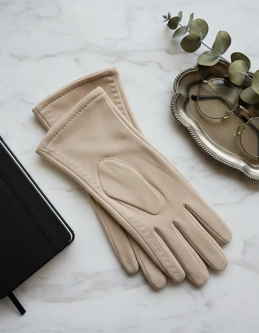 Guante gamuzado beige1