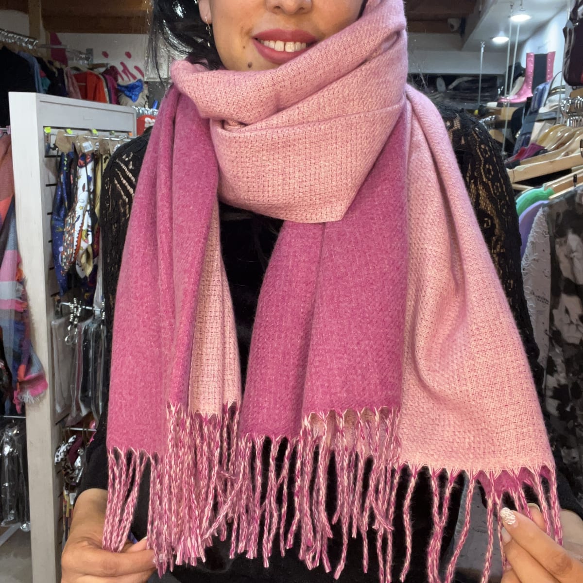 Bufanda reversible rosado fucsia1