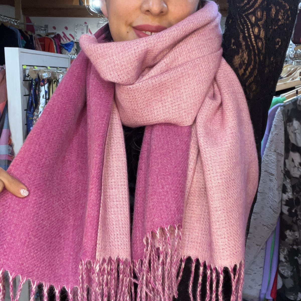 Bufanda reversible rosado fucsia2