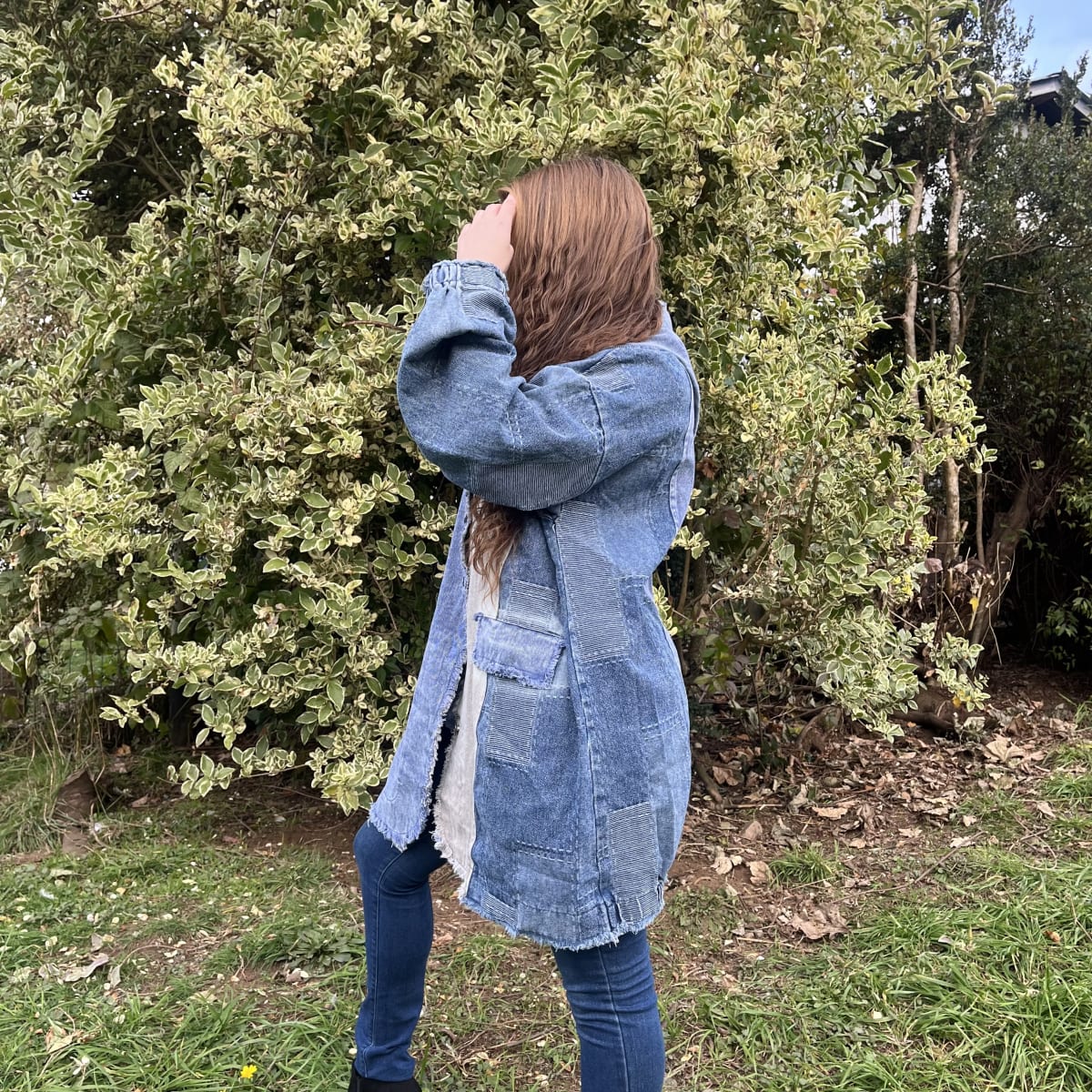Chaqueta denim bicolor azul gris2