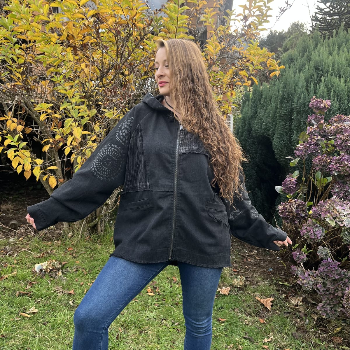 Chaqueta denim cotele deslavado negro mandalas3