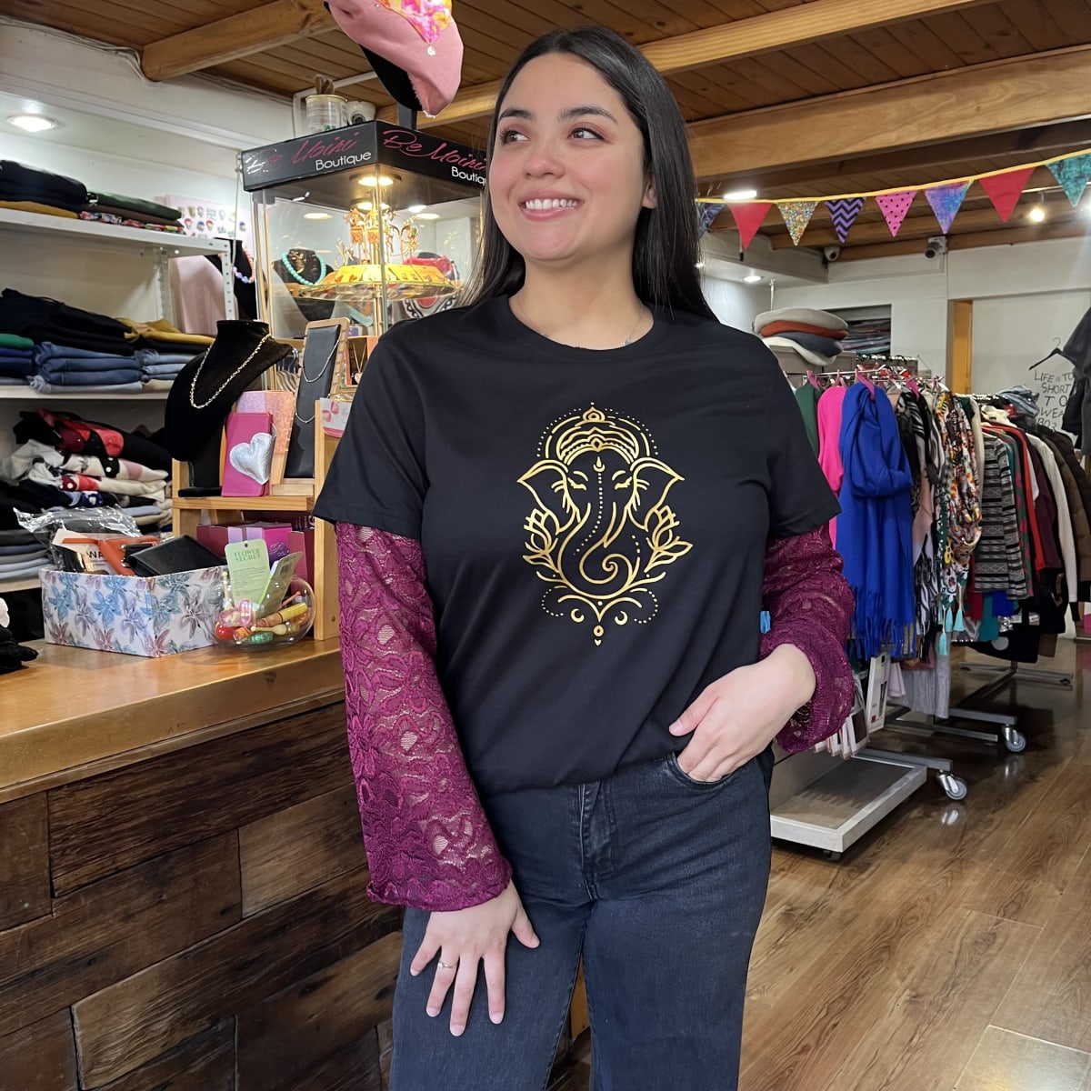 Polera Marcela encaje burdeo manga larga5